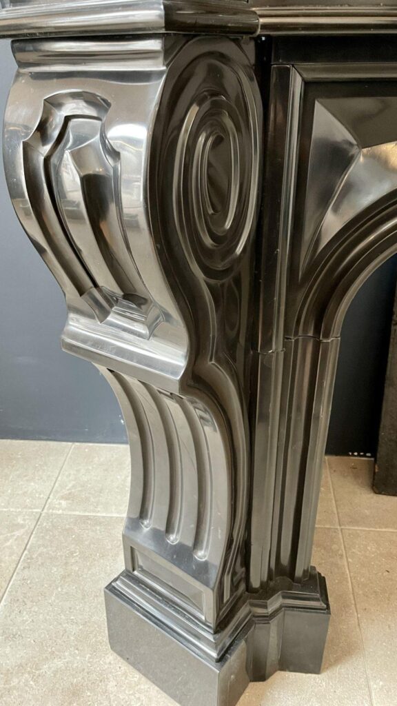Beautiful Louis XVI Noir de Mazy Antique Circulation Fireplace