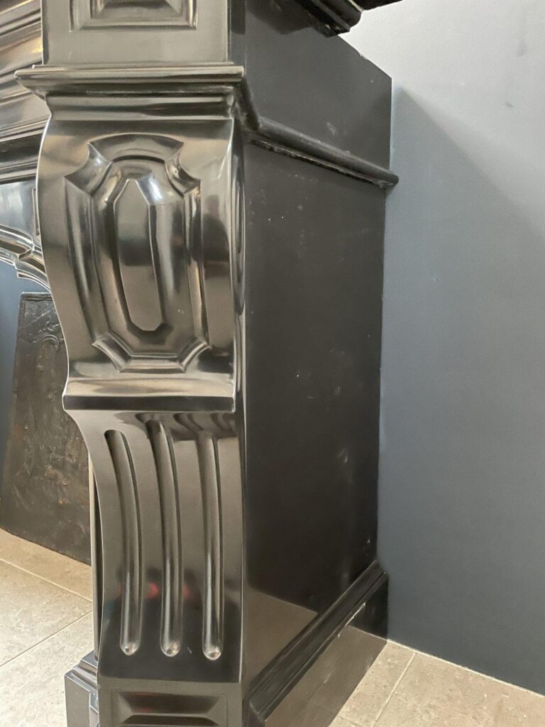 Beautiful Louis XVI Noir de Mazy Antique Circulation Fireplace