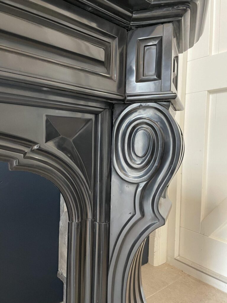 Beautiful Louis XVI Noir de Mazy Antique Circulation Fireplace