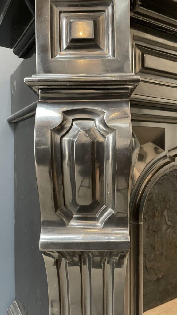 Beautiful Louis XVI Noir de Mazy Antique Circulation Fireplace
