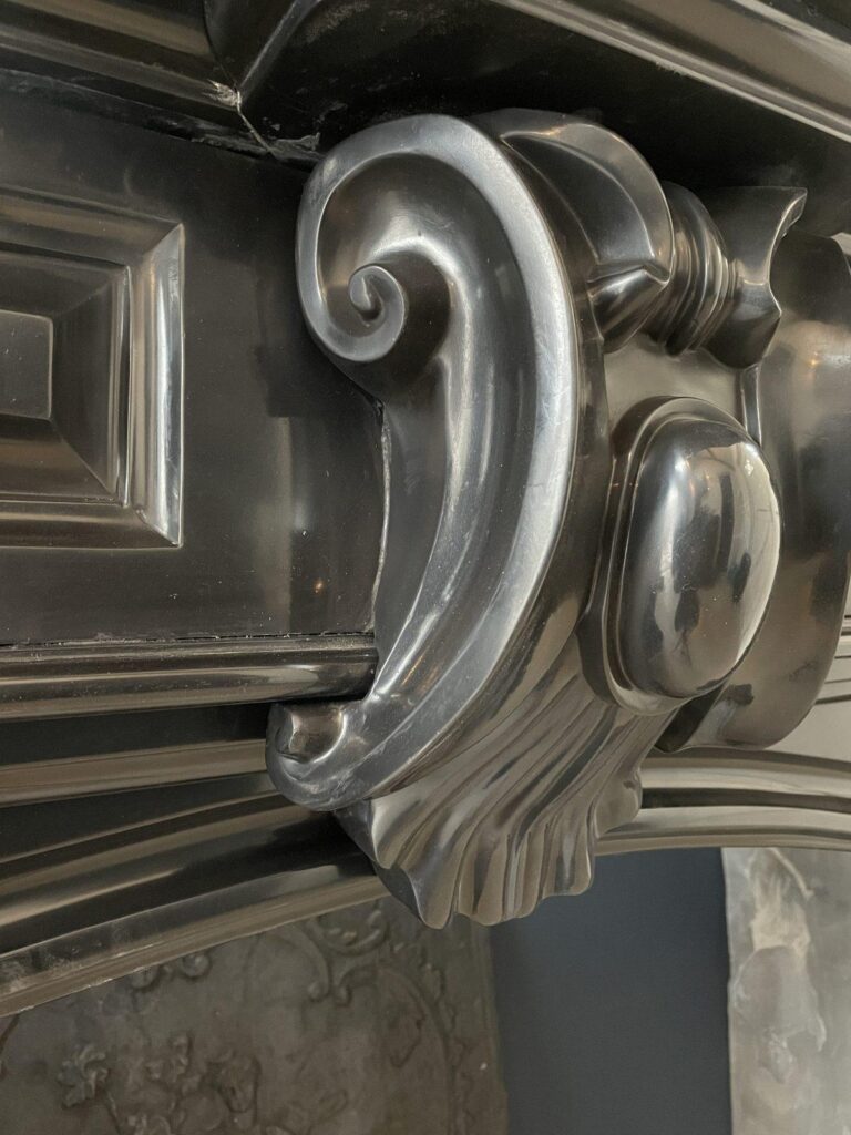 Beautiful Louis XVI Noir de Mazy Antique Circulation Fireplace
