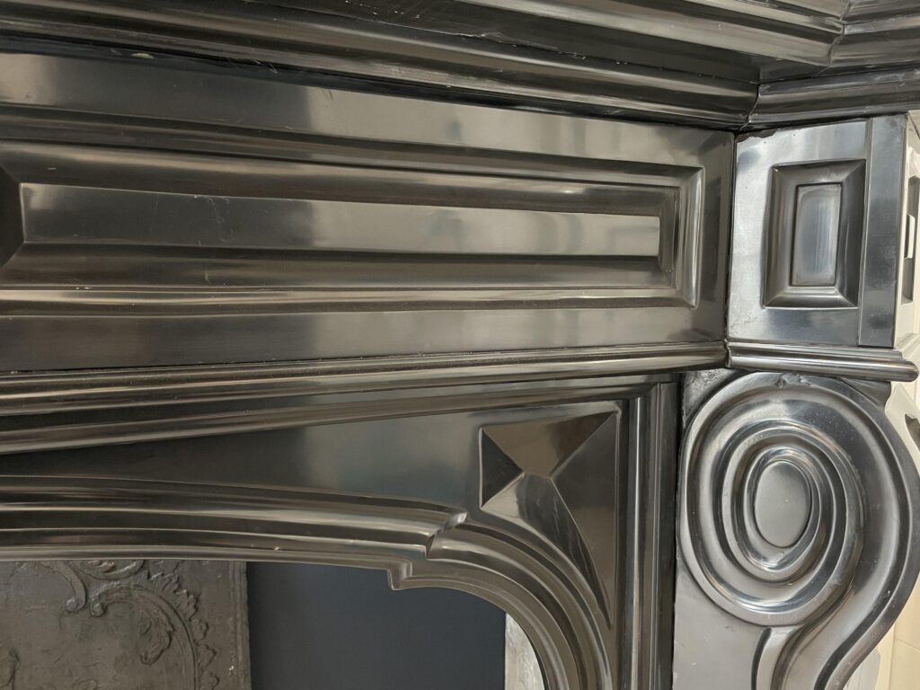 Beautiful Louis XVI Noir de Mazy Antique Circulation Fireplace