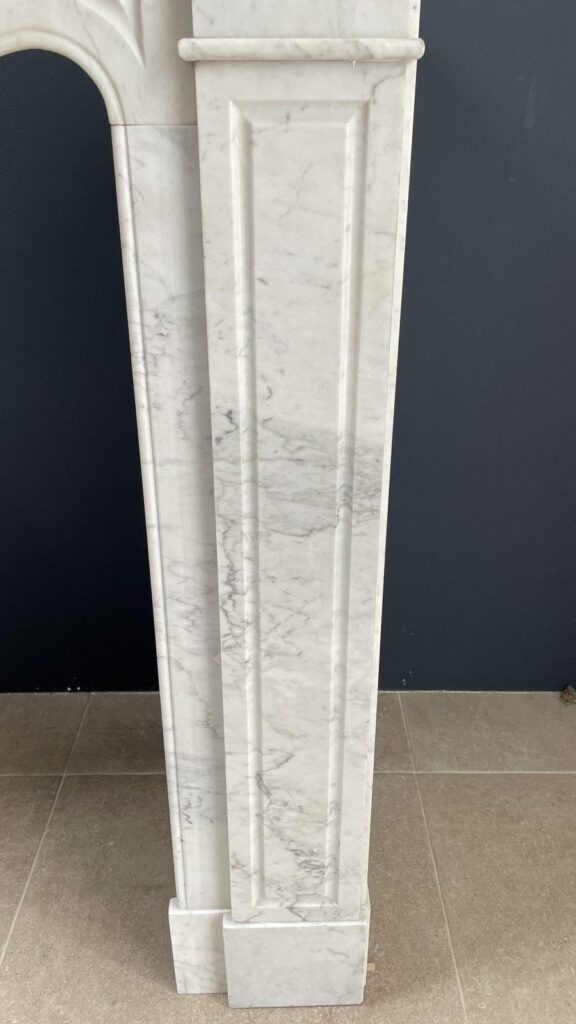 French Louis XV Carrara Marble Antique Circulation Fireplace