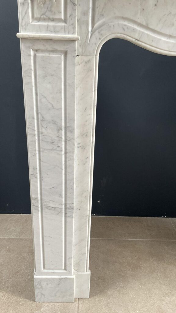 French Louis XV Carrara Marble Antique Circulation Fireplace