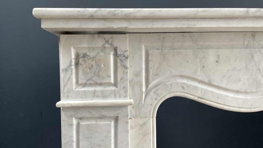 French Louis XV Carrara Marble Antique Circulation Fireplace