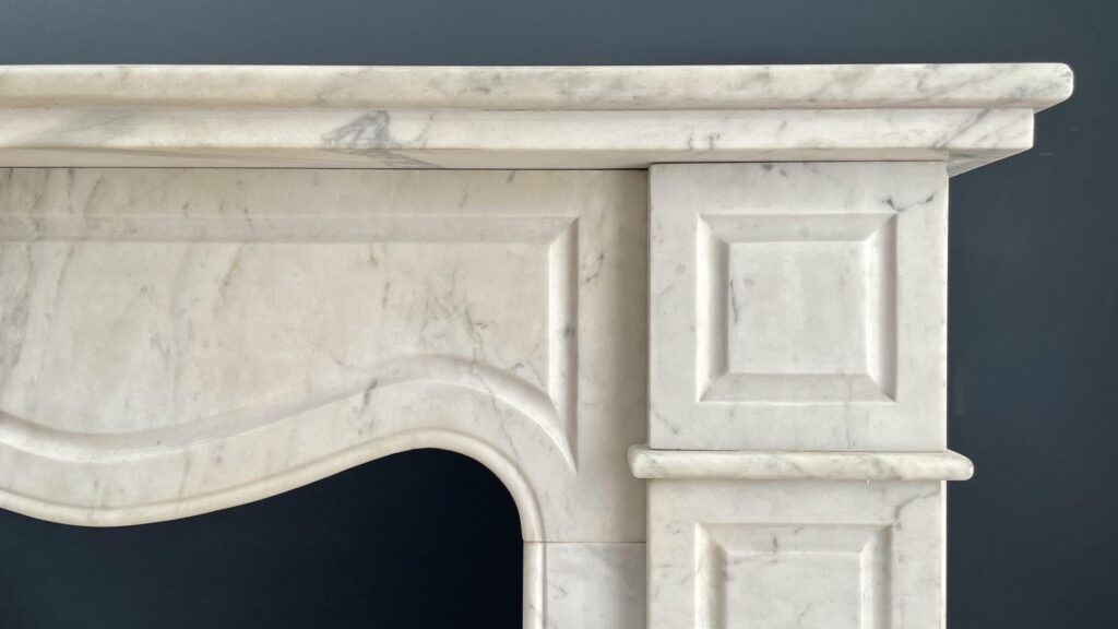 French Louis XV Carrara Marble Antique Circulation Fireplace