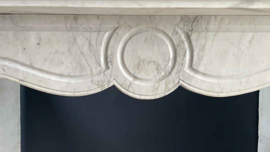 French Louis XV Carrara Marble Antique Circulation Fireplace