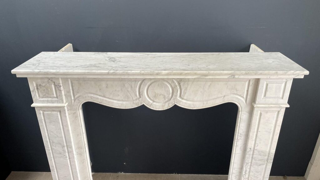 French Louis XV Carrara Marble Antique Circulation Fireplace