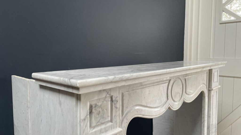 French Louis XV Carrara Marble Antique Circulation Fireplace