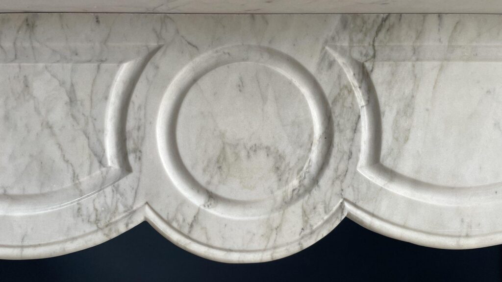 French Louis XV Carrara Marble Antique Circulation Fireplace
