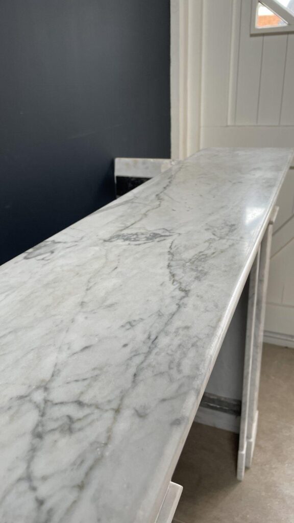 French Louis XV Carrara Marble Antique Circulation Fireplace