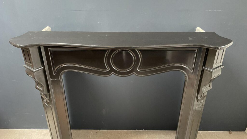 Antique Black Louis XV Marble Circulation Fireplace
