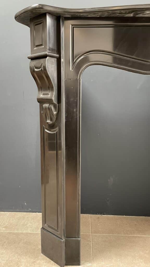 Antique Black Louis XV Marble Circulation Fireplace