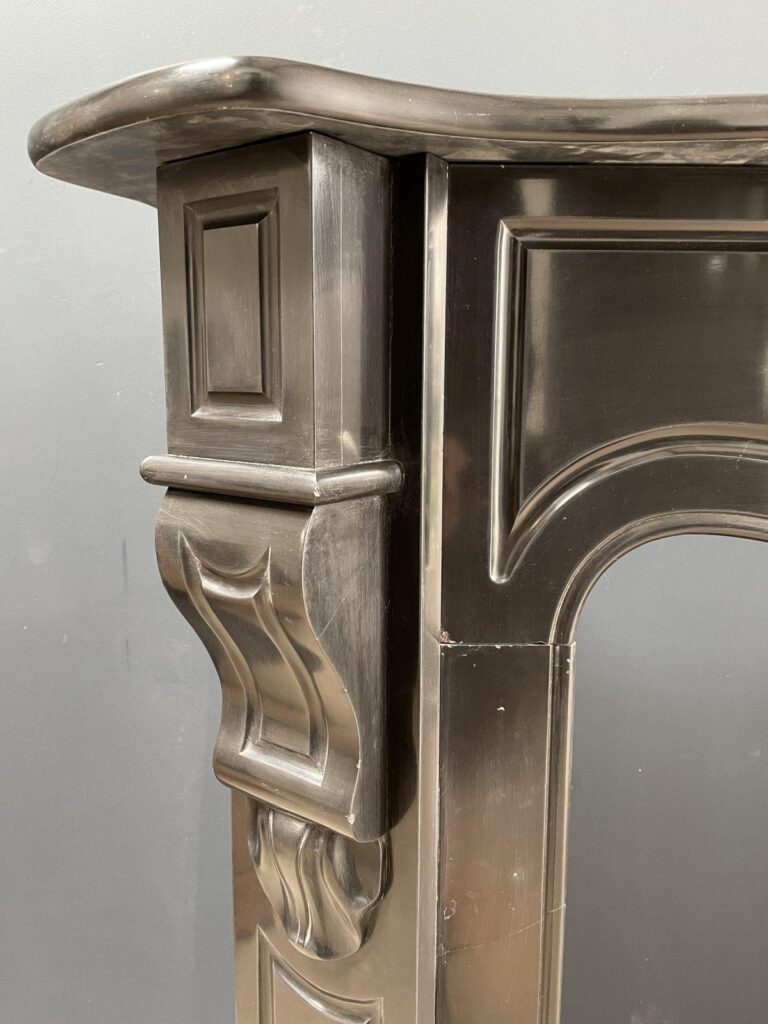 Antique Black Louis XV Marble Circulation Fireplace