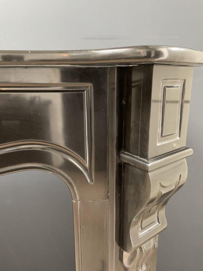 Antique Black Louis XV Marble Circulation Fireplace