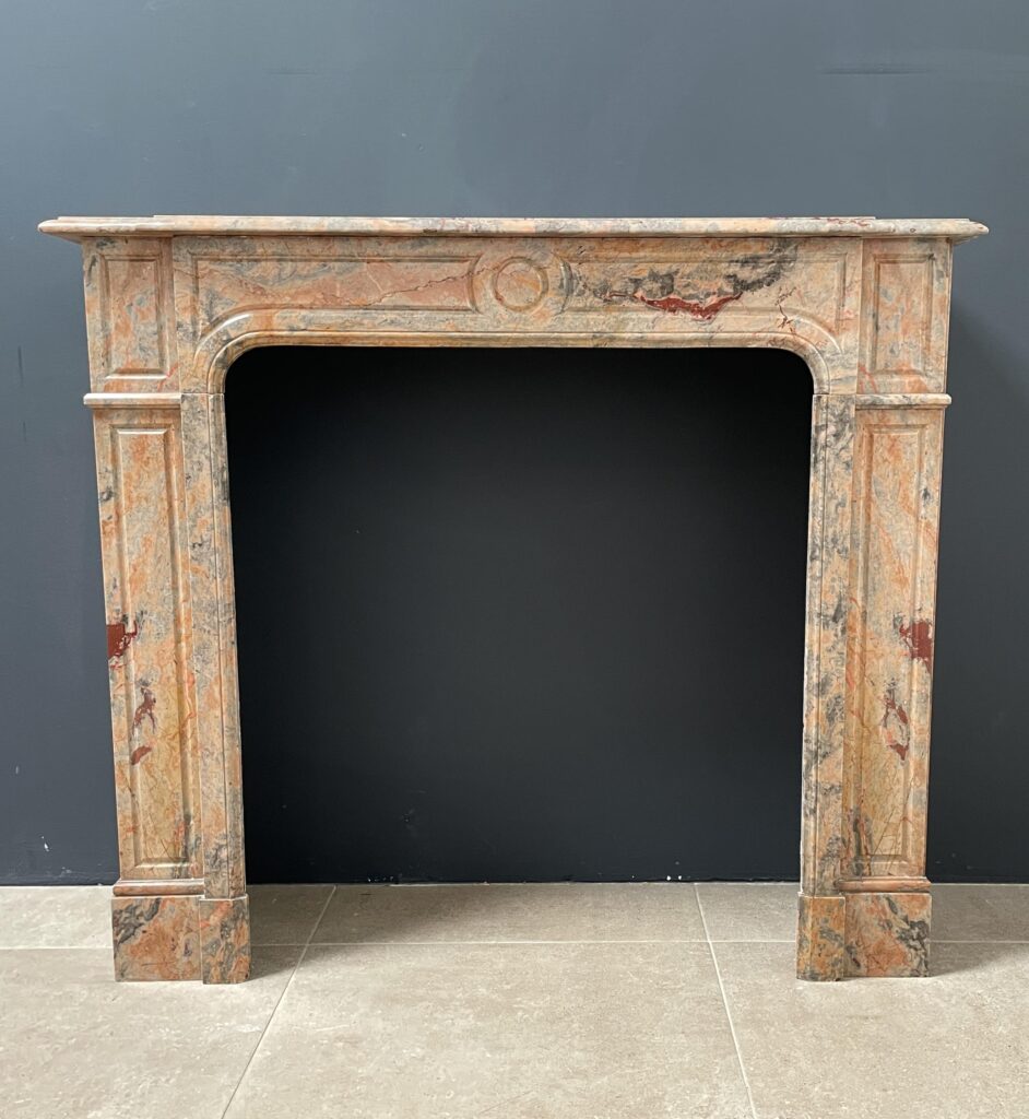 Salmon Colored Marble Antique Front Fireplace