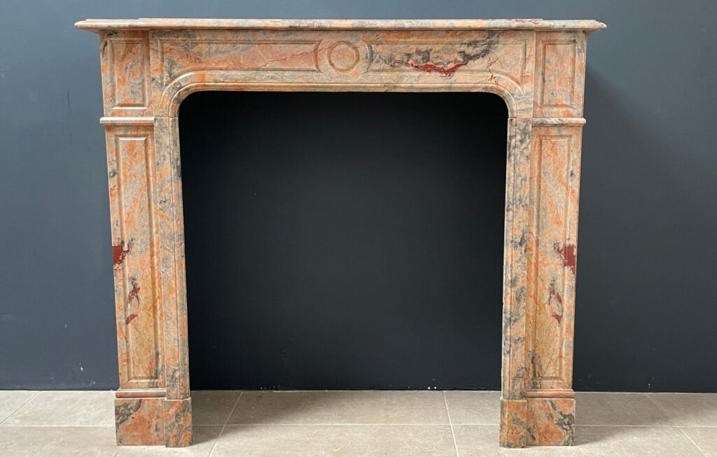 Salmon Colored Marble Antique Front Fireplace
