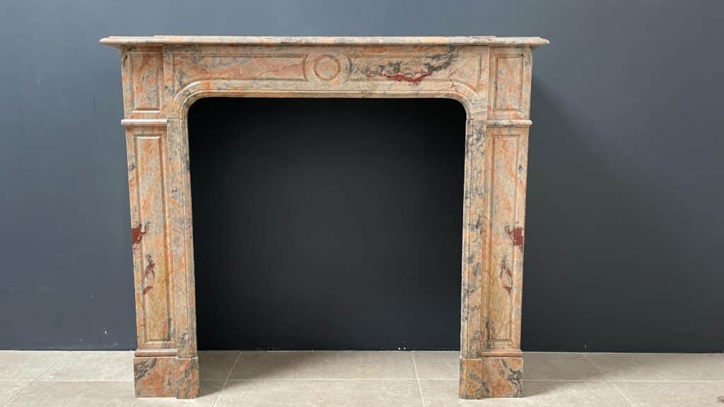 Salmon Colored Marble Antique Front Fireplace