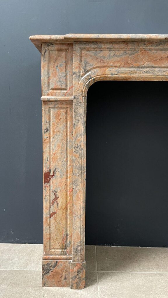 Salmon Colored Marble Antique Front Fireplace