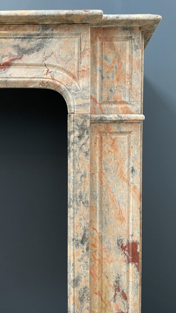Salmon Colored Marble Antique Front Fireplace