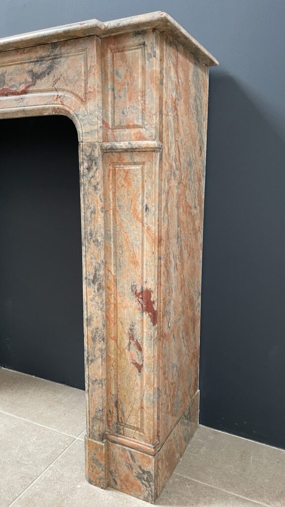 Salmon Colored Marble Antique Front Fireplace