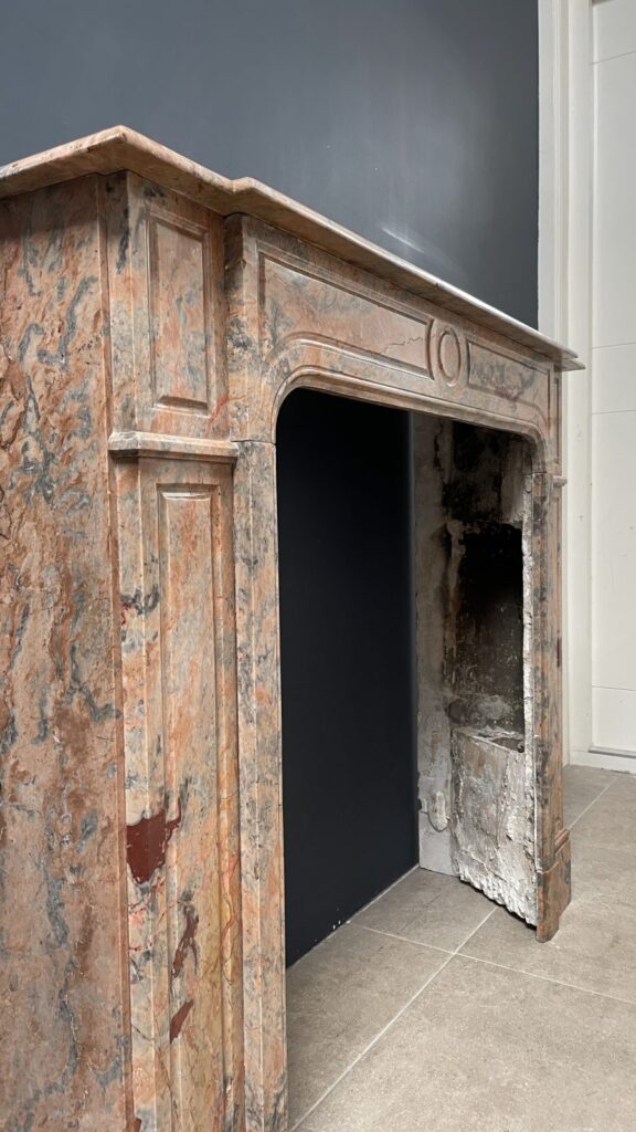 Salmon Colored Marble Antique Front Fireplace