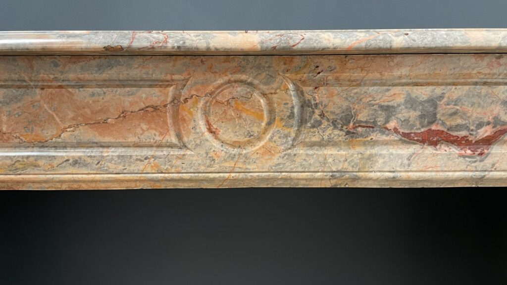 Salmon Colored Marble Antique Front Fireplace