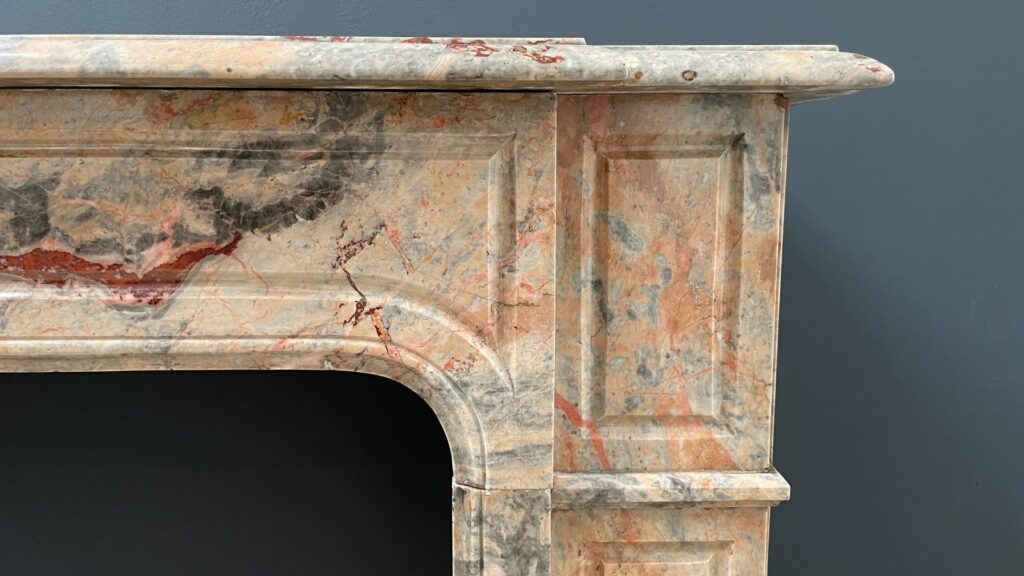 Salmon Colored Marble Antique Front Fireplace