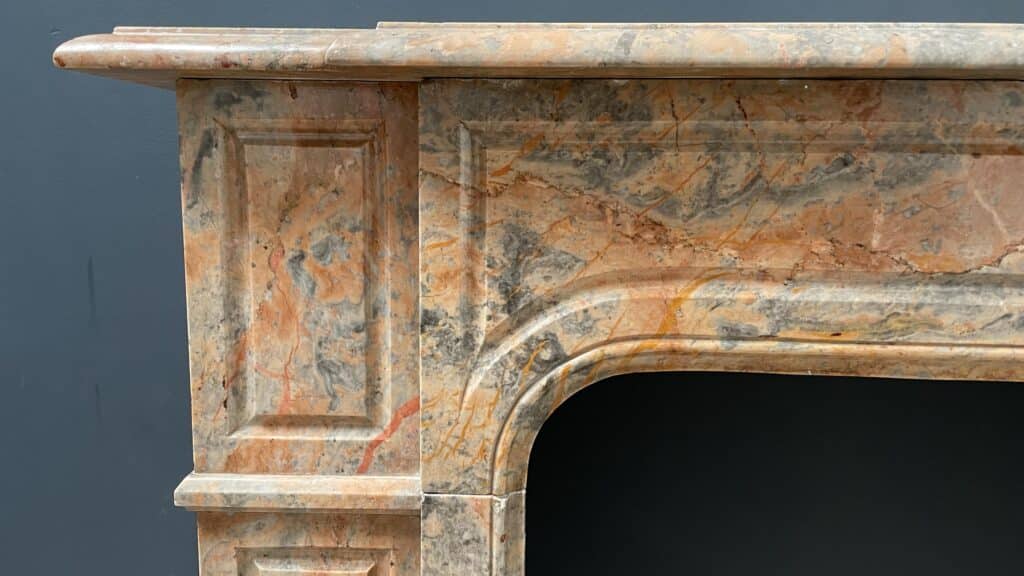 Salmon Colored Marble Antique Front Fireplace