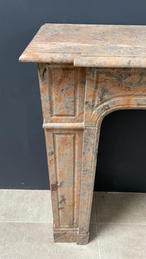 Salmon Colored Marble Antique Front Fireplace