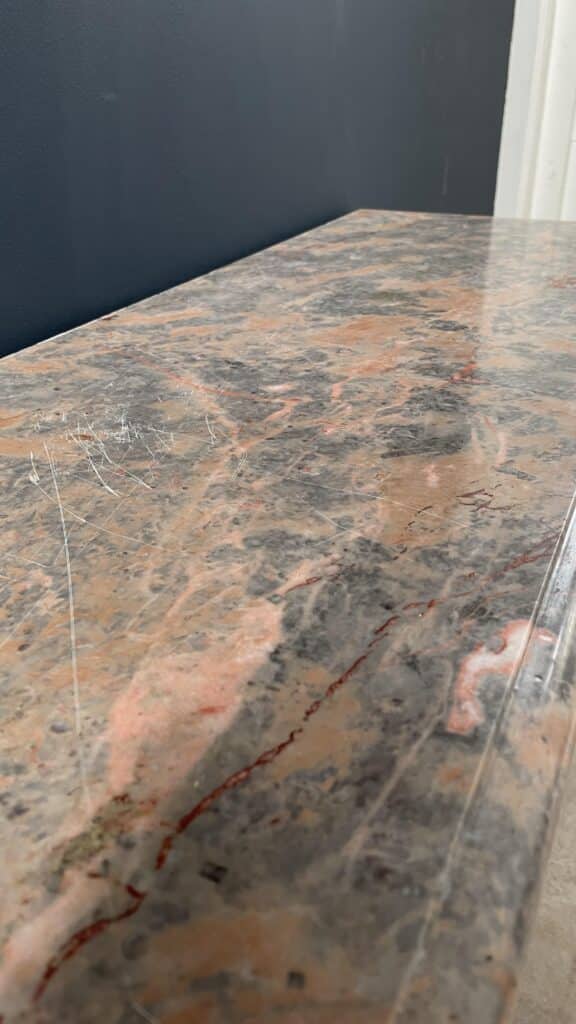 Salmon Colored Marble Antique Front Fireplace