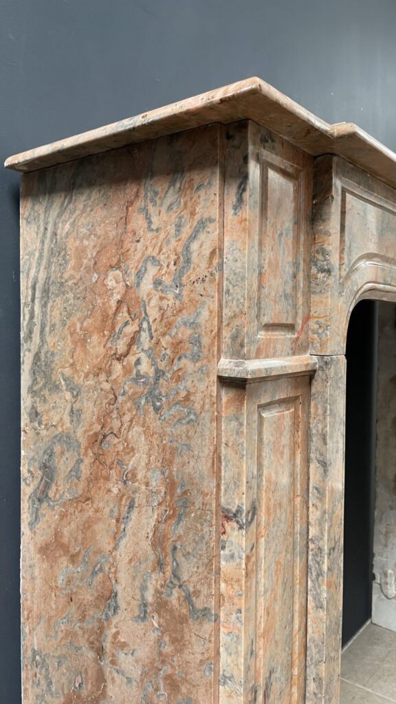 Salmon Colored Marble Antique Front Fireplace