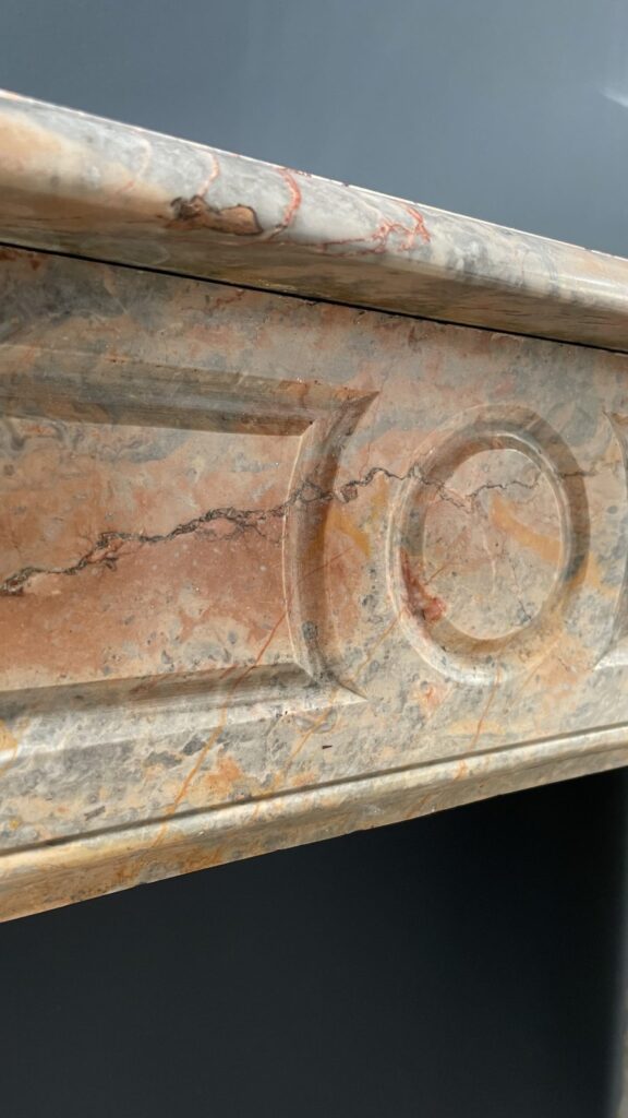 Salmon Colored Marble Antique Front Fireplace