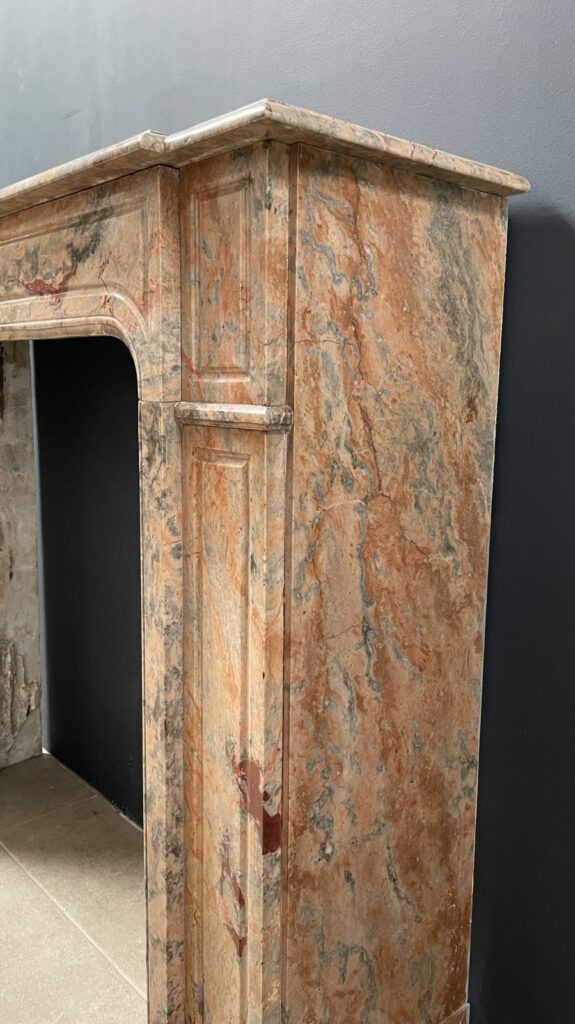 Salmon Colored Marble Antique Front Fireplace