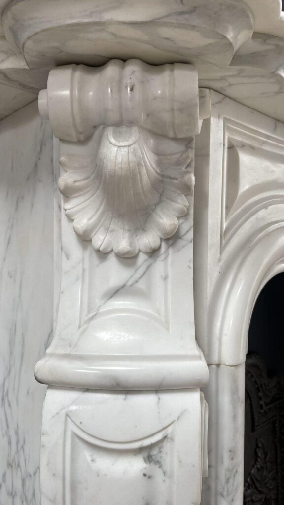 Luxury French Antique Arabescato Marble Circular Fireplace