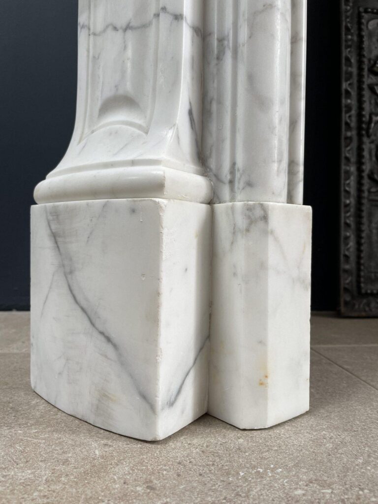 Luxury French Antique Arabescato Marble Circular Fireplace