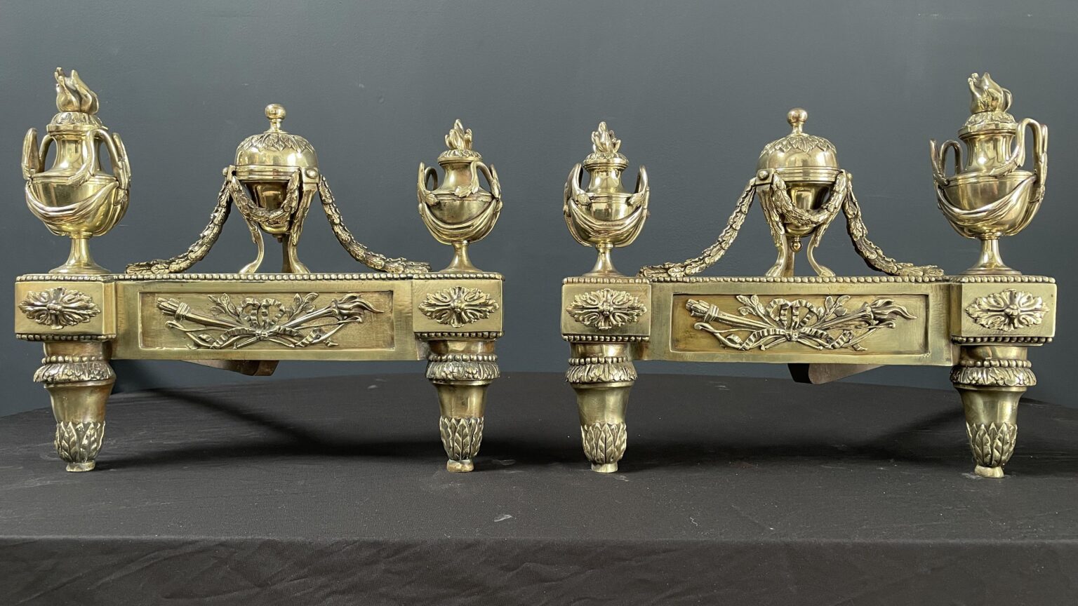 Set Antique French Andirons or Fire dogs