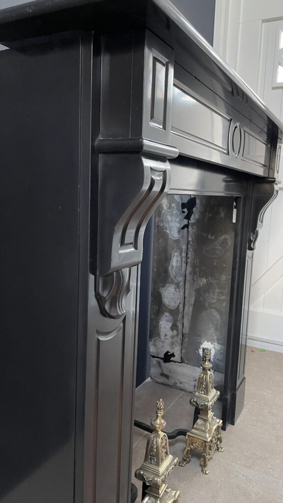 Antique Black Marble Circular Fireplace in Noir de Mazy