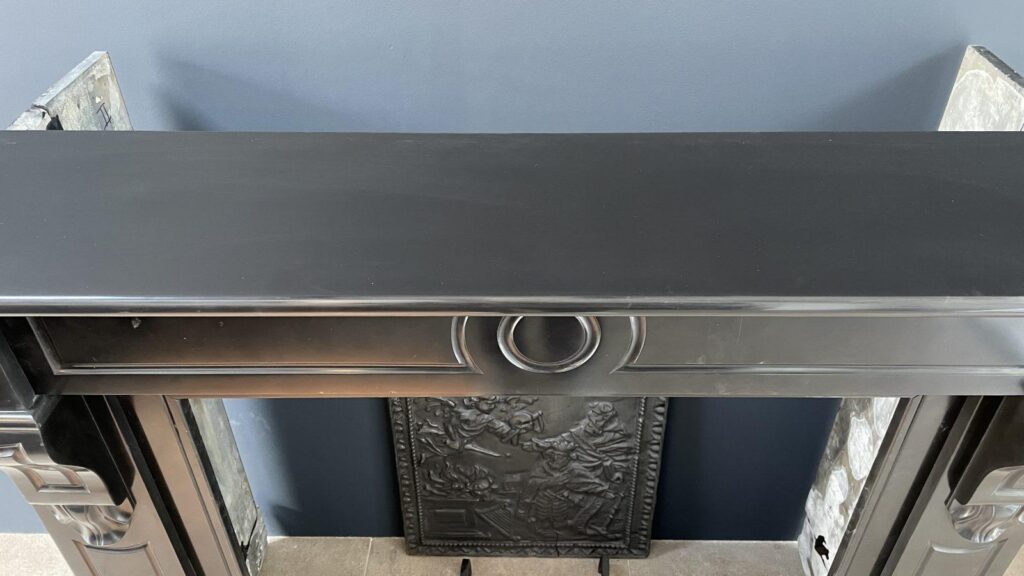 Antique Black Marble Circular Fireplace in Noir de Mazy