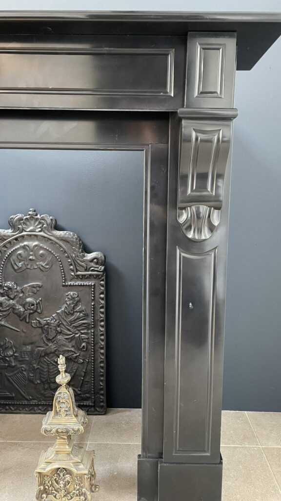 Antique Black Marble Circular Fireplace in Noir de Mazy
