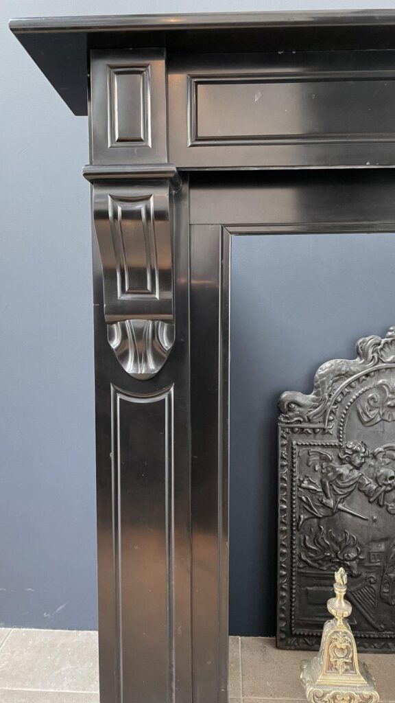 Antique Black Marble Circular Fireplace in Noir de Mazy