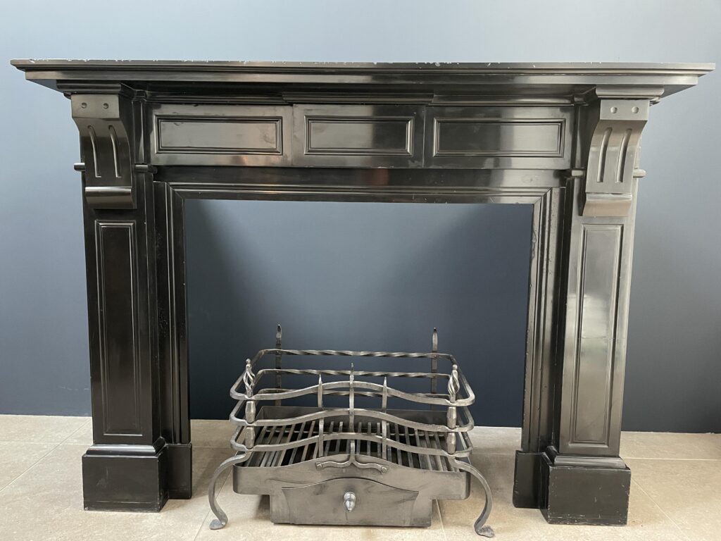 Black Marble Antique Circular Fireplace