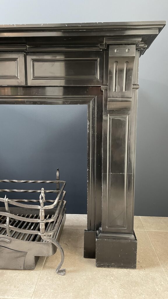Black Marble Antique Circular Fireplace