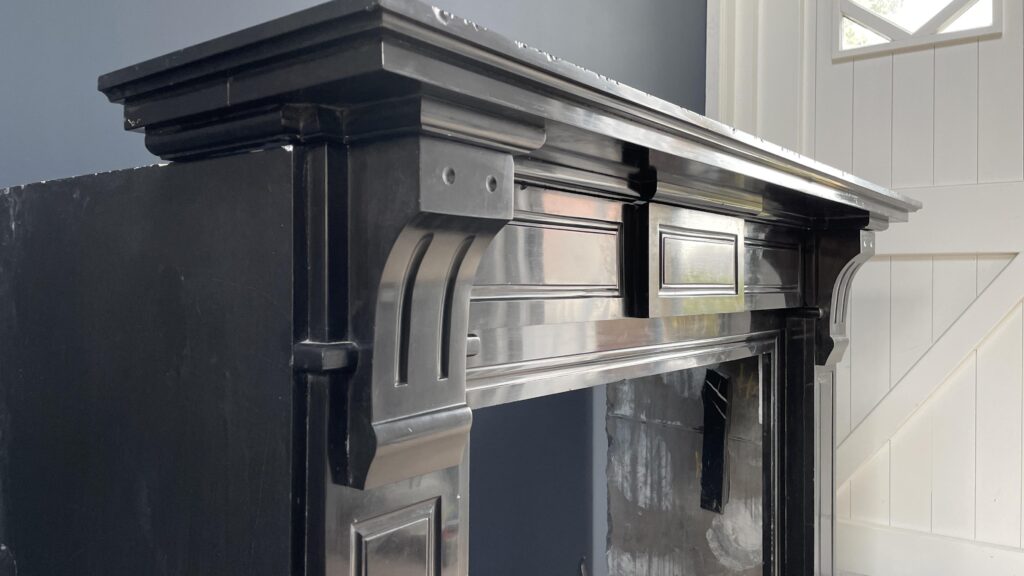 Black Marble Antique Circular Fireplace