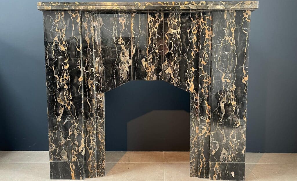 Special Art Deco Circulation Fireplace  Exclusive Portoro Marble