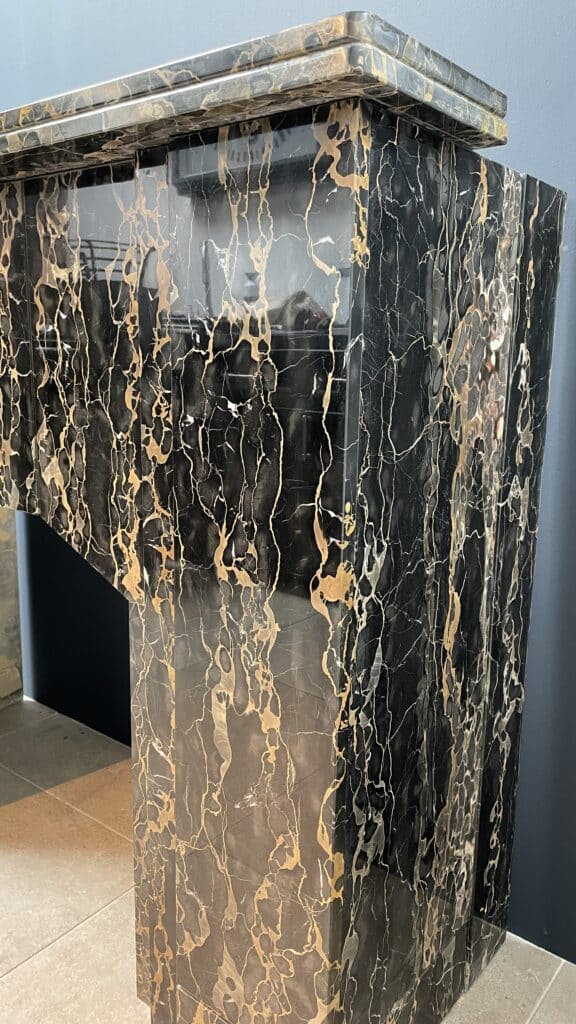 Special Art Deco Circulation Fireplace  Exclusive Portoro Marble