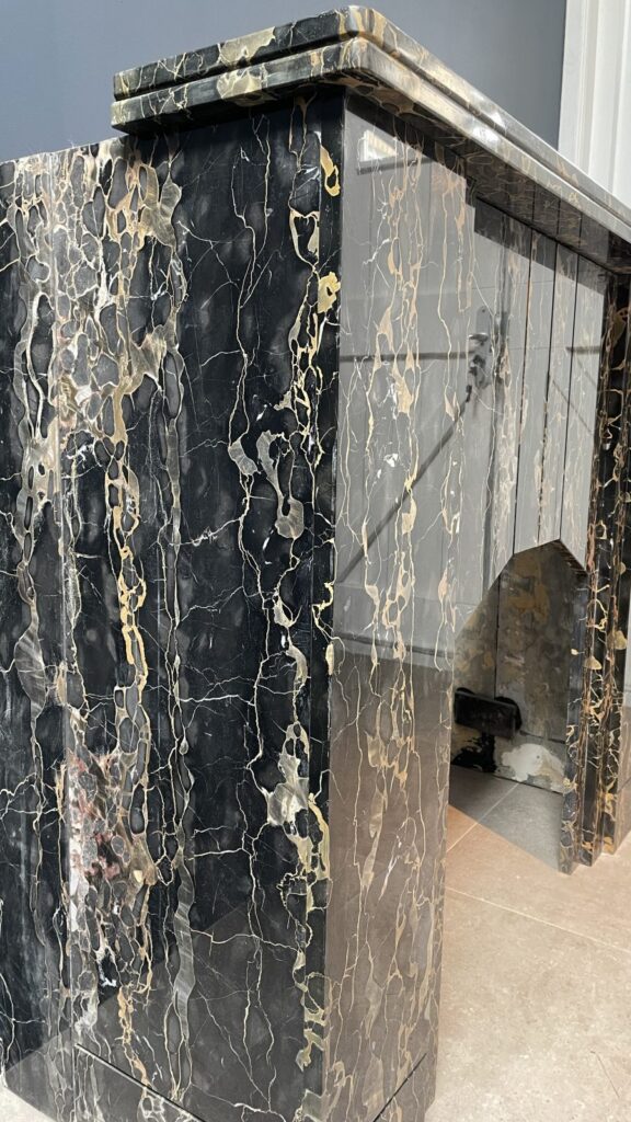 Special Art Deco Circulation Fireplace  Exclusive Portoro Marble