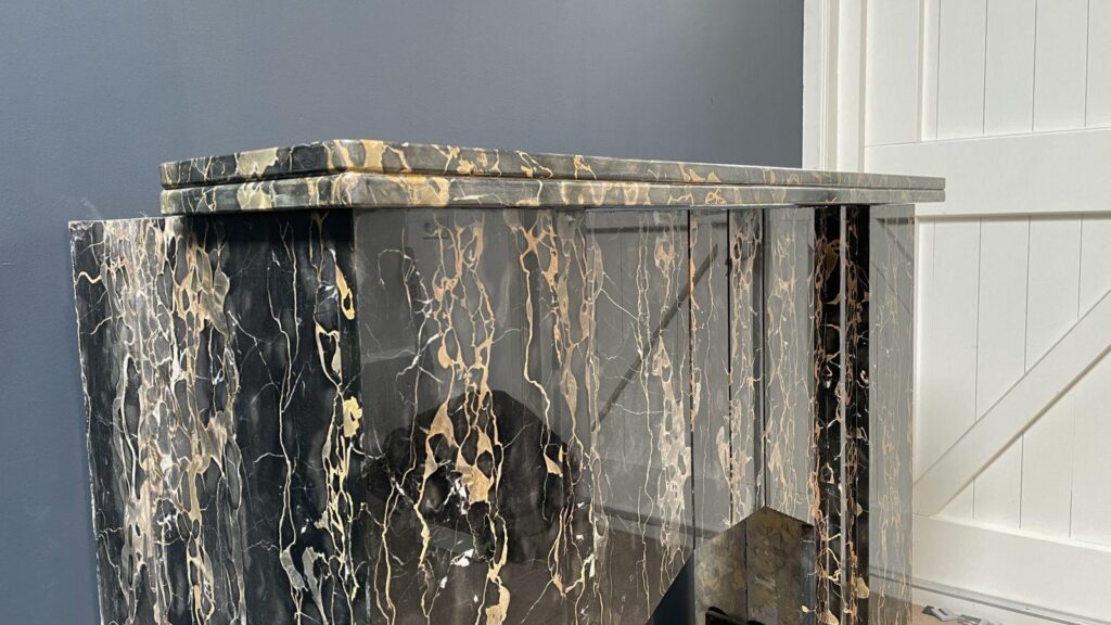 Special Art Deco Circulation Fireplace  Exclusive Portoro Marble
