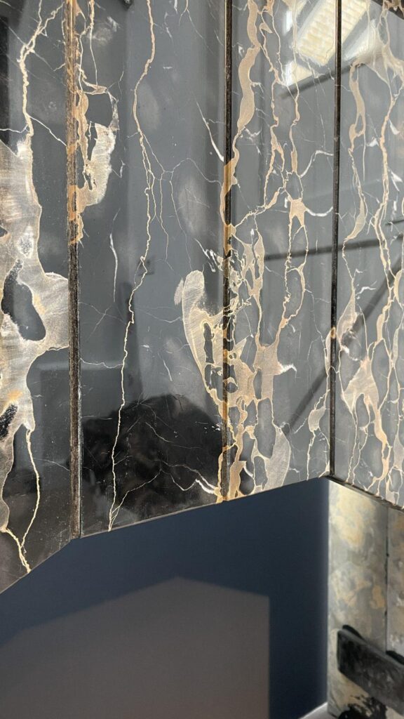Special Art Deco Circulation Fireplace  Exclusive Portoro Marble