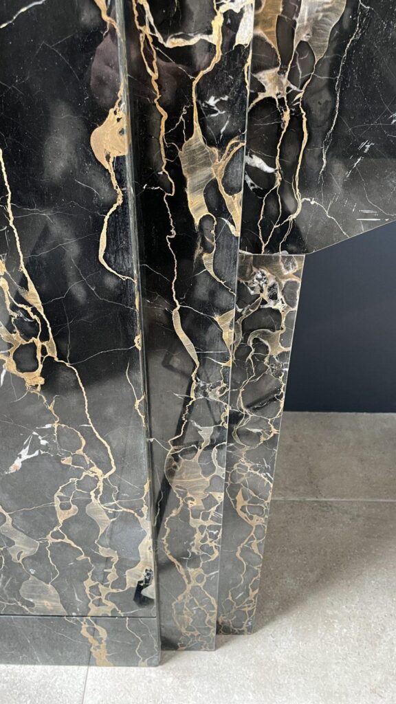 Special Art Deco Circulation Fireplace  Exclusive Portoro Marble